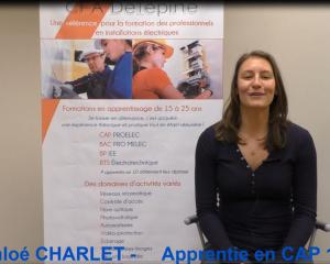 Témoignage de Chloé CHARLET - apprentie CAP PROLEC en 1 an